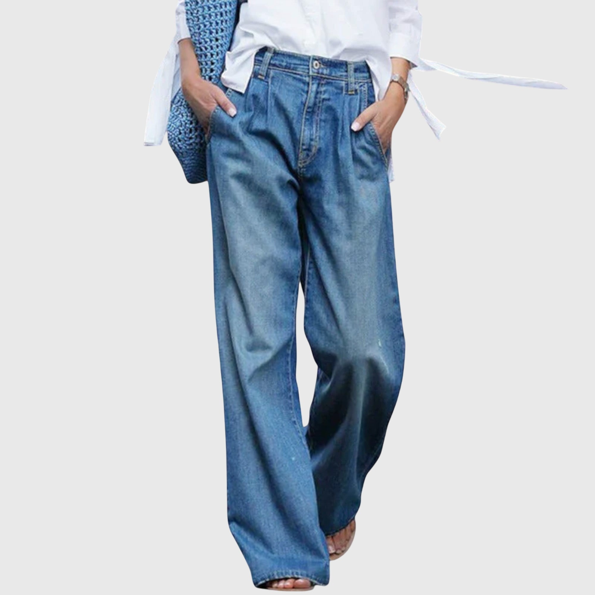 Eleganckie Szerokie Spodnie Jeansowe na Wiosnę z Bawełny