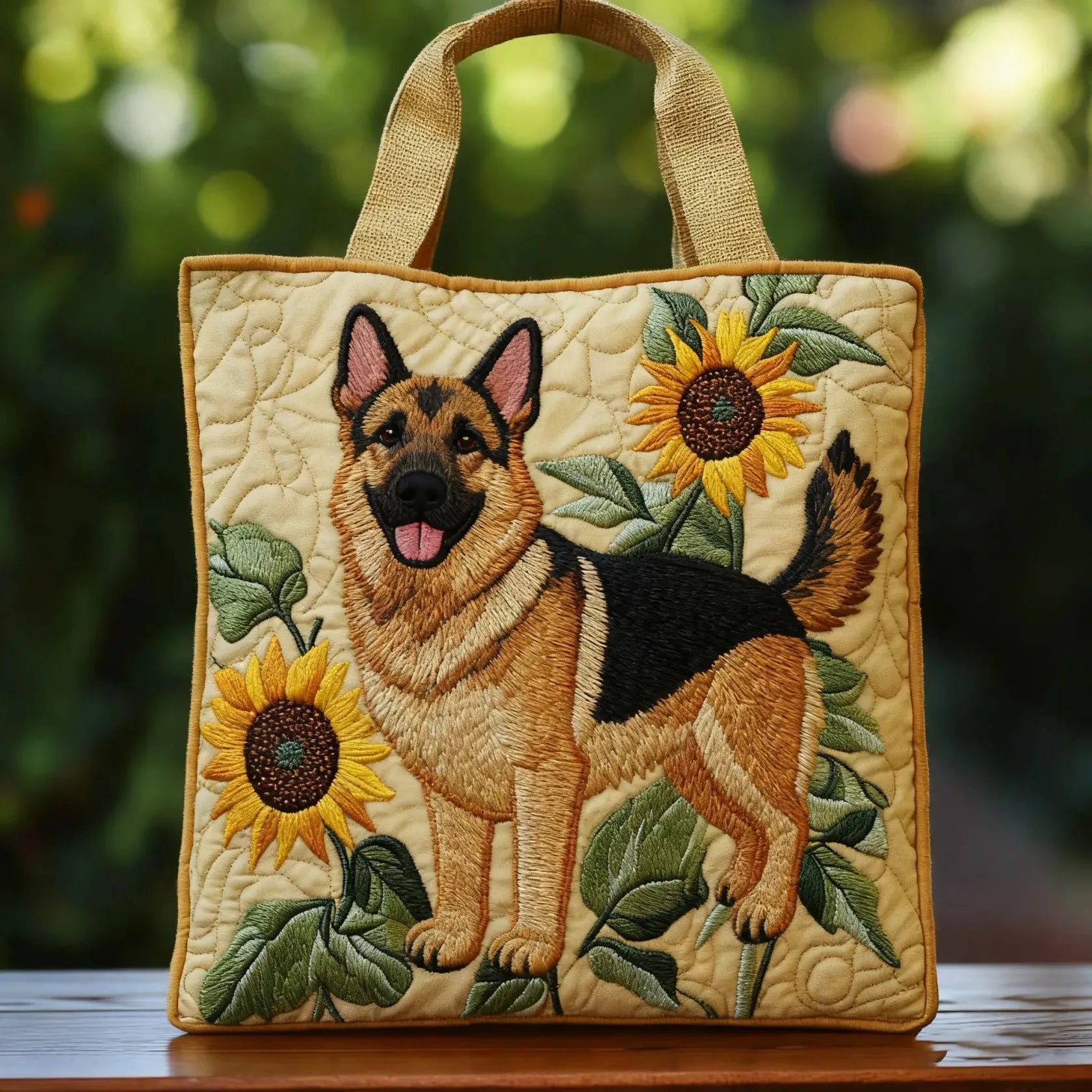 Elegancka letnia torebka z haftem psa, bawełniana