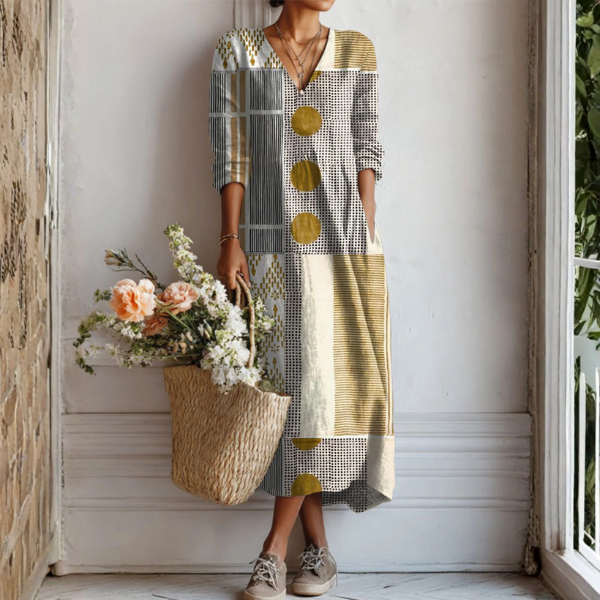 Elegancka letnia sukienka boho z lekkiej tkaniny, luźny krój