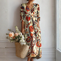 Elegancka Letnia Sukienka Boho w Kwiaty z Lekkiej Tkaniny