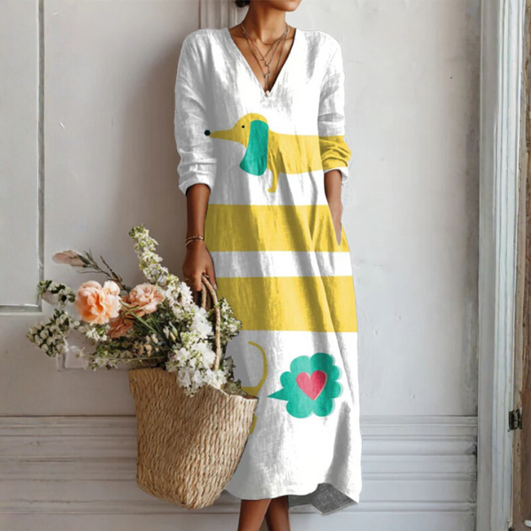 Elegancka sukienka boho na wiosnę, luźny krój, tkanina wiskozowa