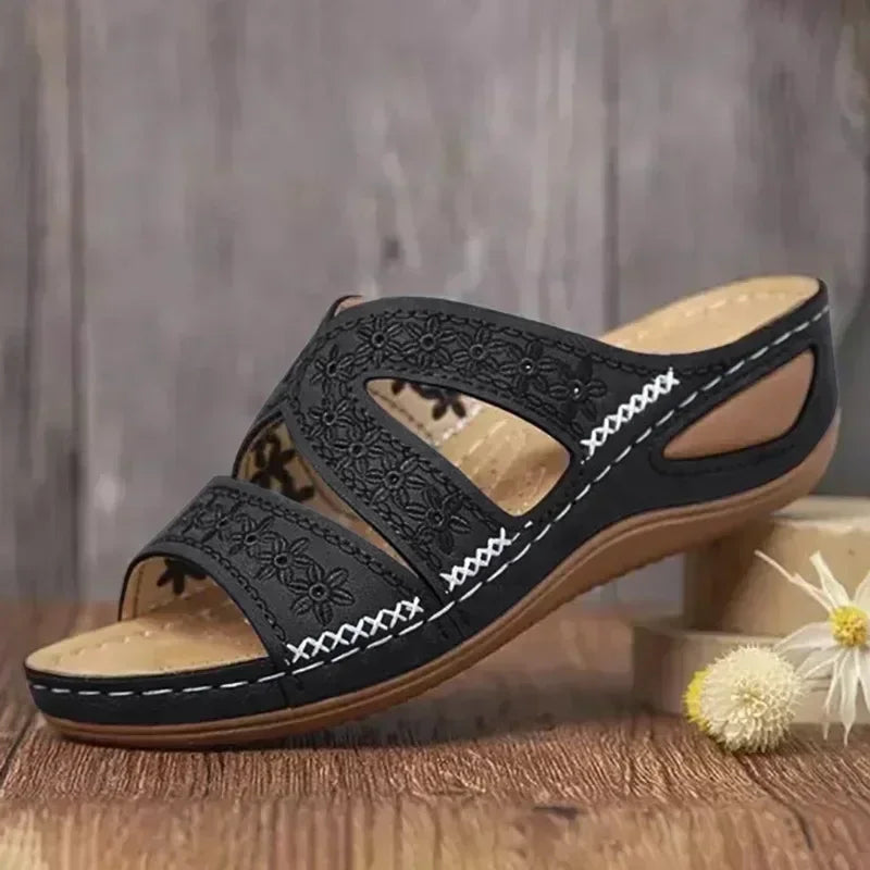 Eleganckie Letnie Sandały Ortopedyczne Damskie ze Skórzaną Wkładką