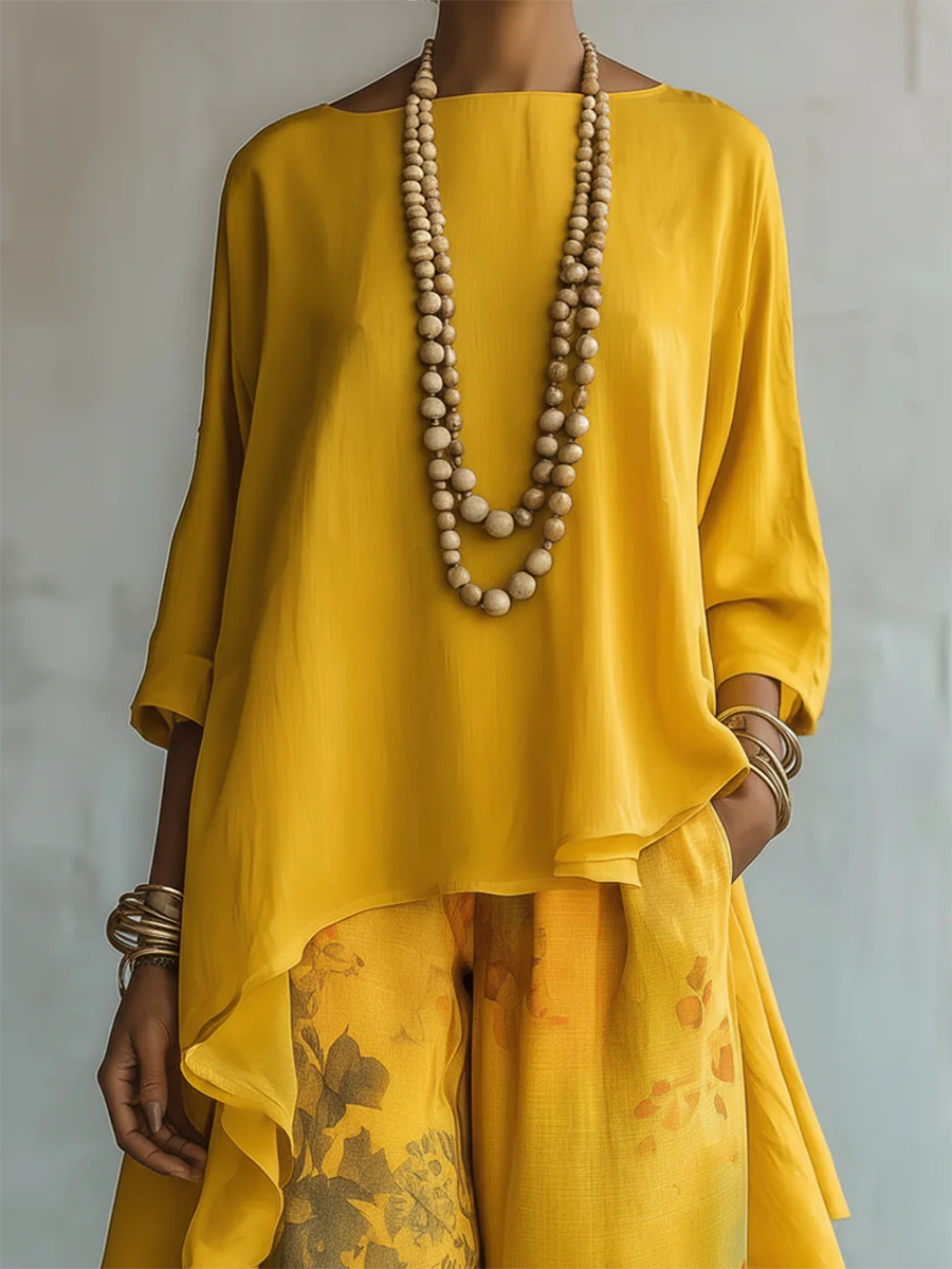 Elegancki letni komplet boho z lekkiej tkaniny