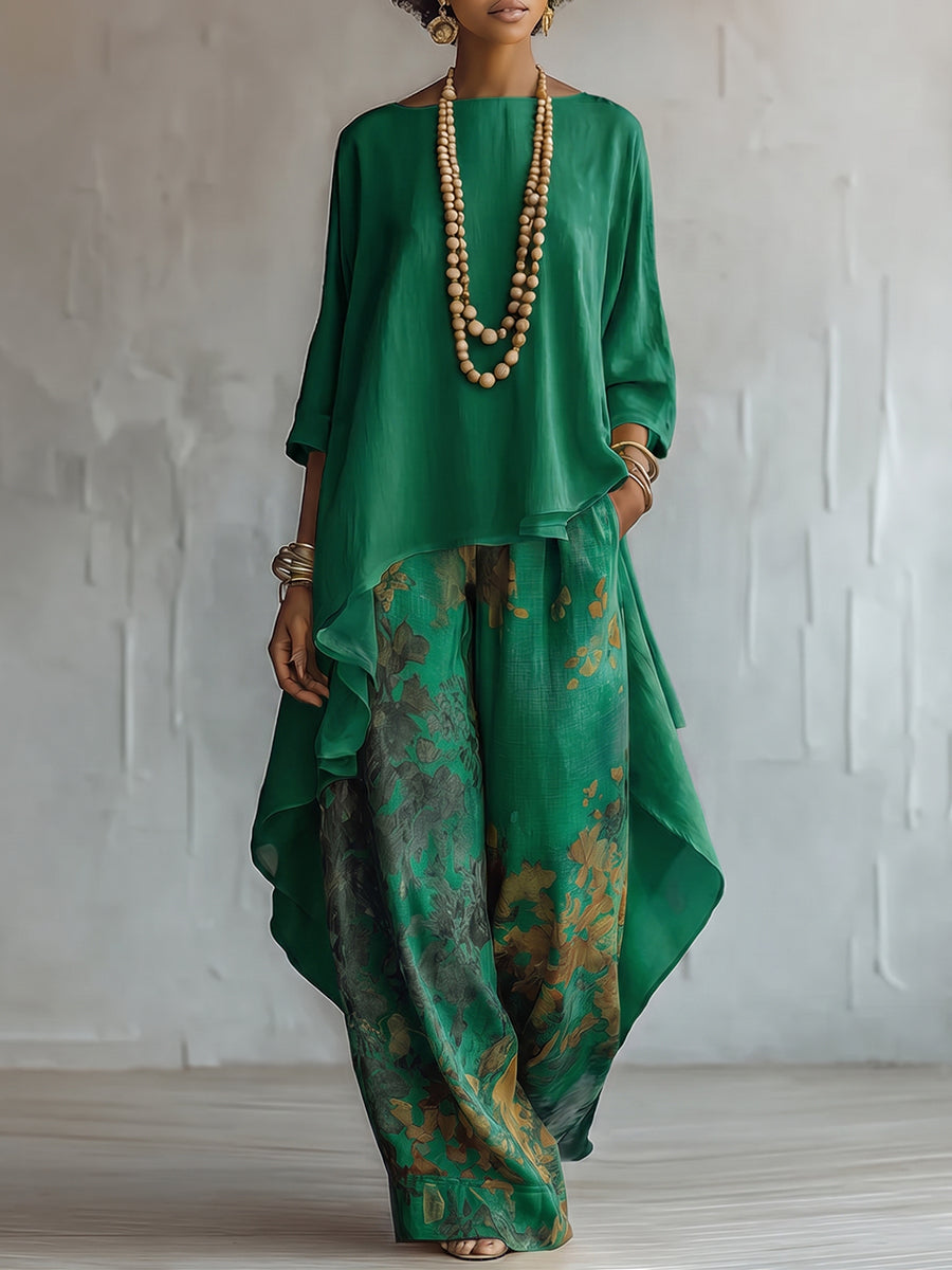Elegancki letni komplet boho z lekkiej tkaniny