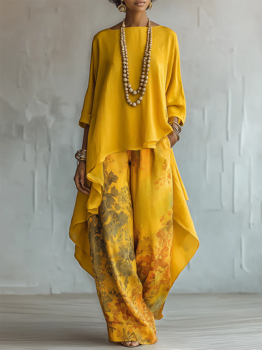 Elegancki letni komplet boho z lekkiej tkaniny