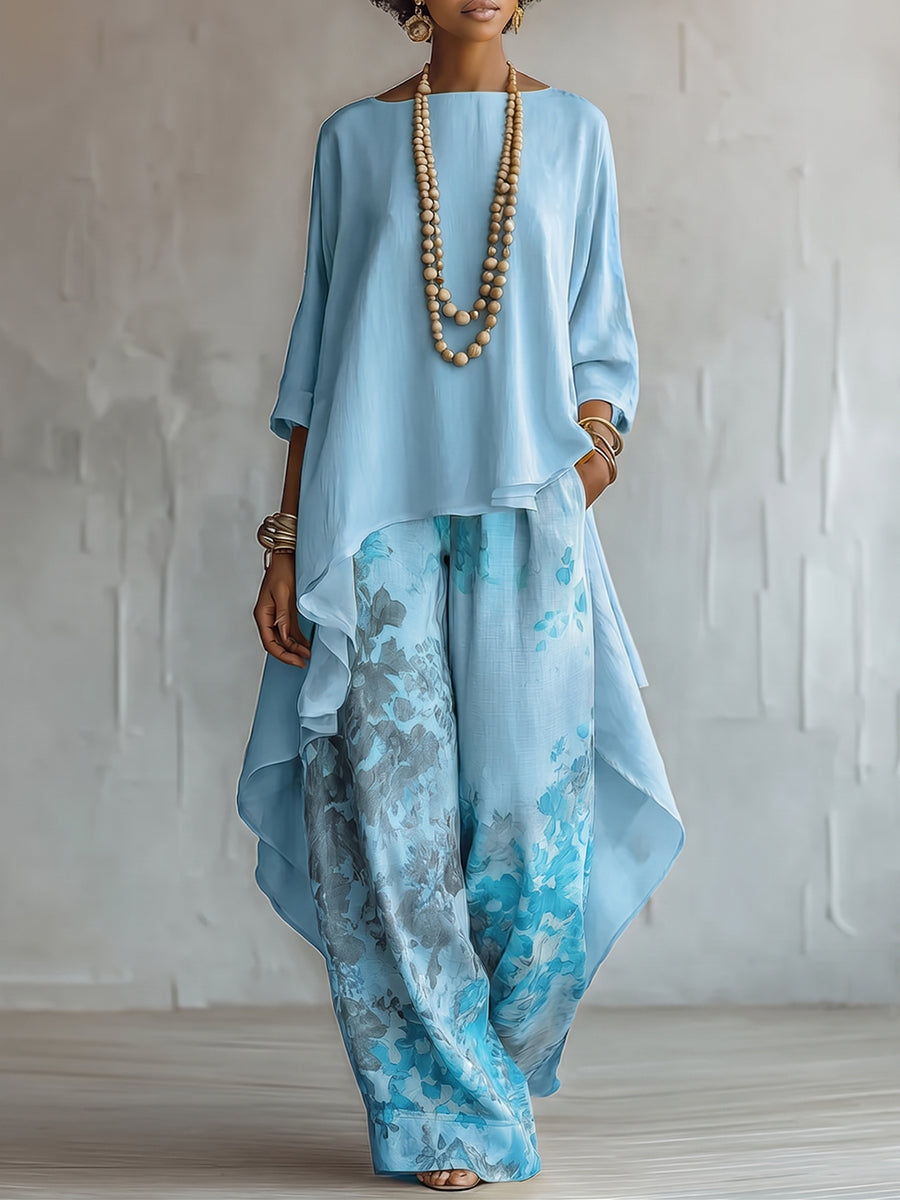 Elegancki letni komplet boho z lekkiej tkaniny