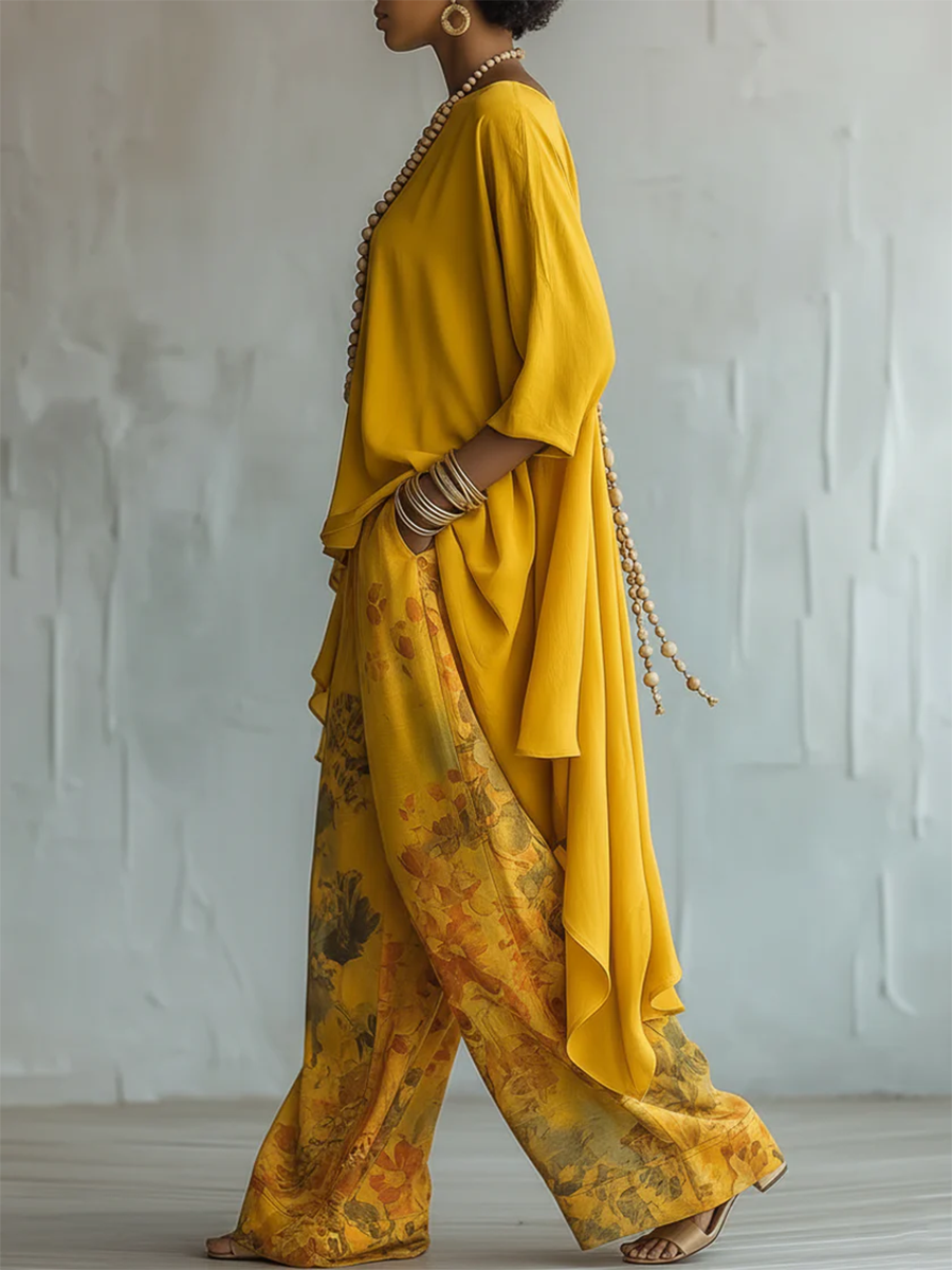 Elegancki letni komplet boho z lekkiej tkaniny